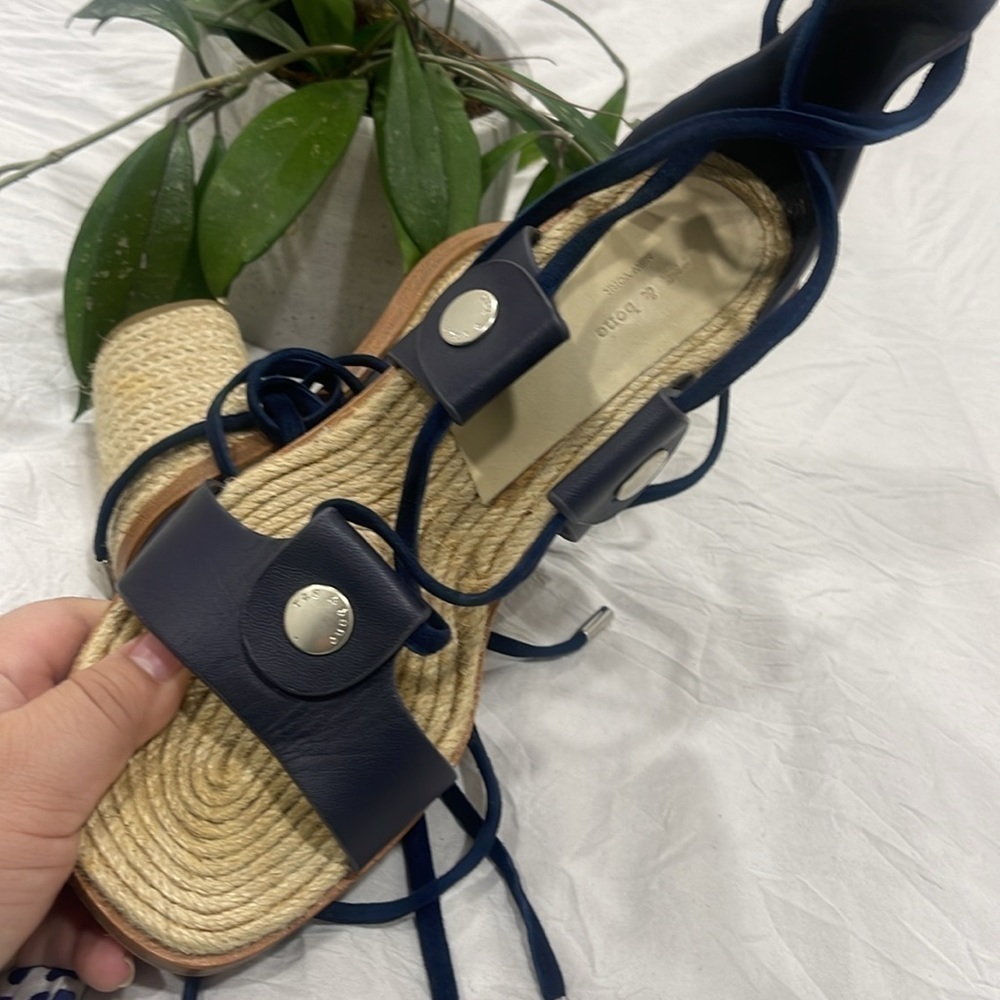 Rag & bone tie navy blue leather heels - Picture 6 of 7